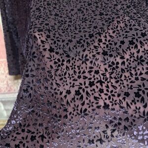 LOGO Layers by Lori Goldstein 3/4 Sleeves Purple Mesh Top with Tiny Flowers